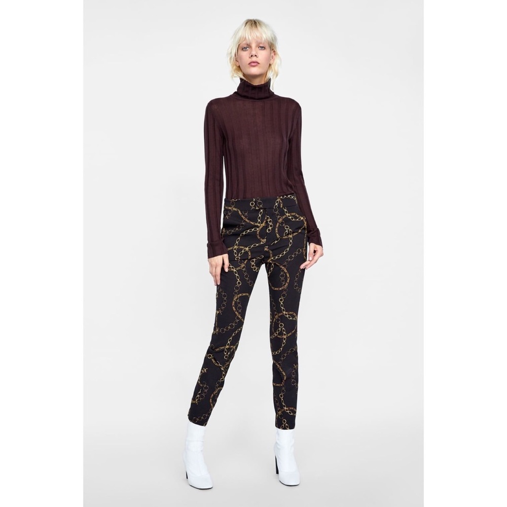 EUC ZARA Chain Print Trousers Sz 10